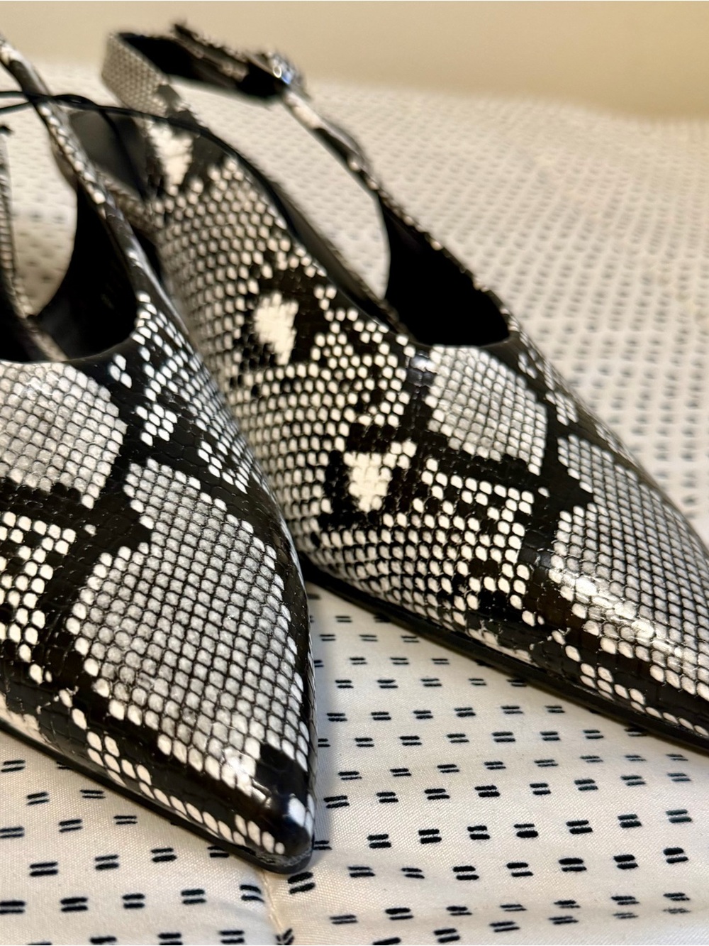 Snakeskin Print Slingback Pointed-Heels, Brand New. Size 7.5